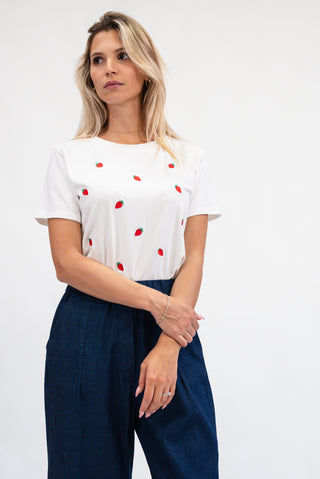 T-Shirt Fragole bianco|Colore:Bianco