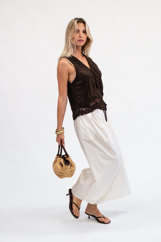 Pantalone Culotte Con Cintura Bianco|Colore:Bianco