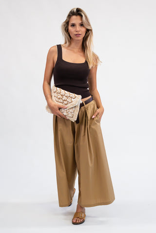 Pantalone Culotte Con Cintura Camel|Colore:Camel