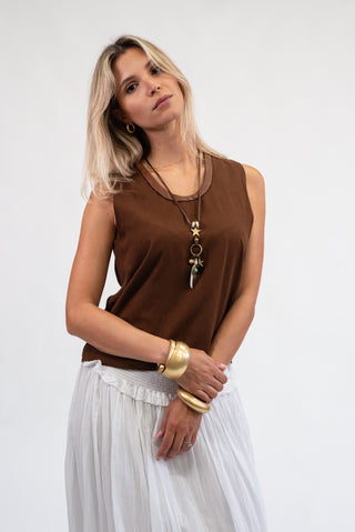Top Collana Piuma moro|Colore:Moro