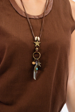 Top Collana Piuma moro|Colore:Moro