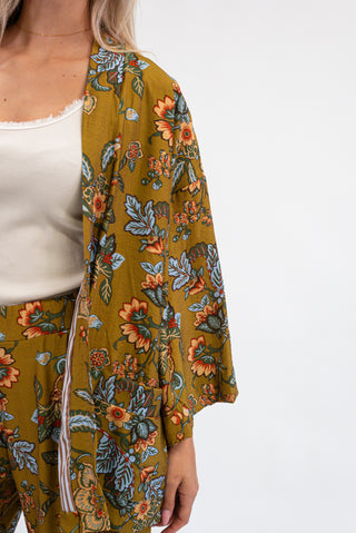 Giacca Kimono Fantasia verde olio|Colore:Verde olio