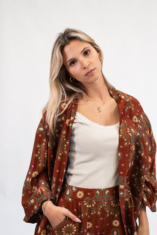 Giacca Kimono Fantasia coccio|Colore:Coccio