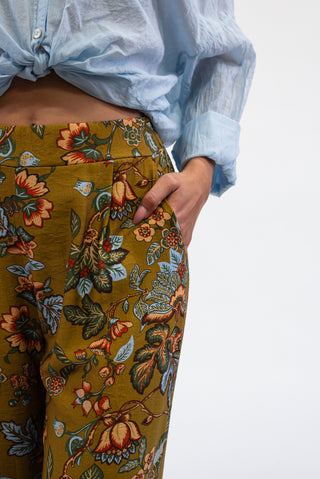 Pantalone Palazzo Fantasia verde olio|Colore:Verde olio