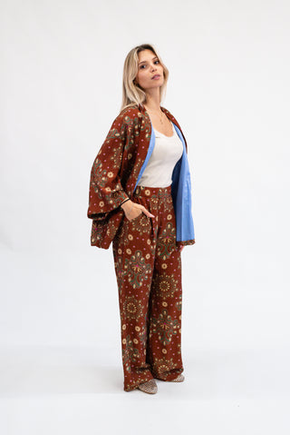 Pantalone Palazzo Fantasia coccio|Colore:Coccio