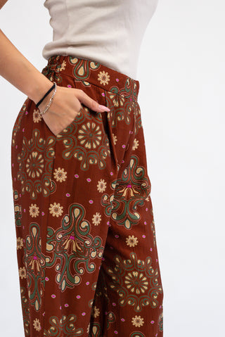 Pantalone Palazzo Fantasia coccio|Colore:Coccio
