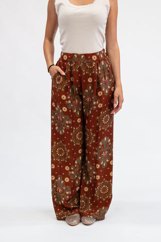 Pantalone Palazzo Fantasia coccio|Colore:Coccio