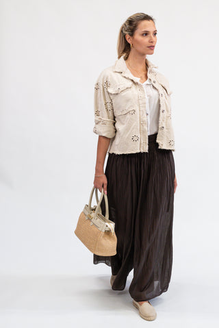Pantalone Wideleg Cotone moro|Colore:Moro
