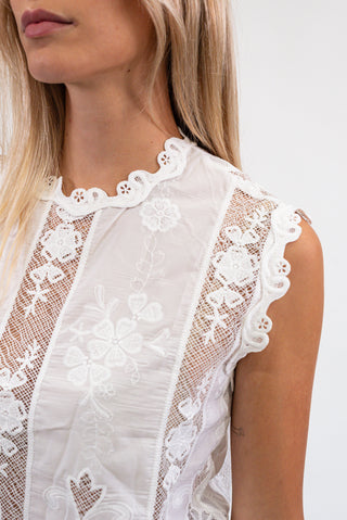 Top con Ricamo bianco|Colore:Bianco