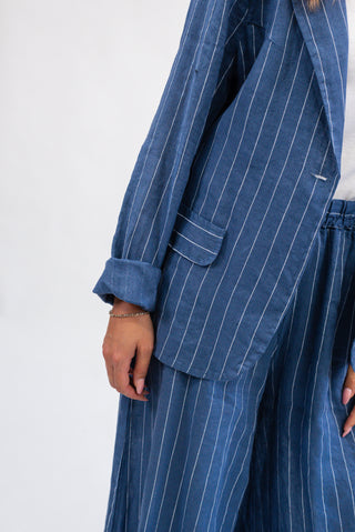 Giacca Gessata 100% Lino Jeans|Colore:Jeans