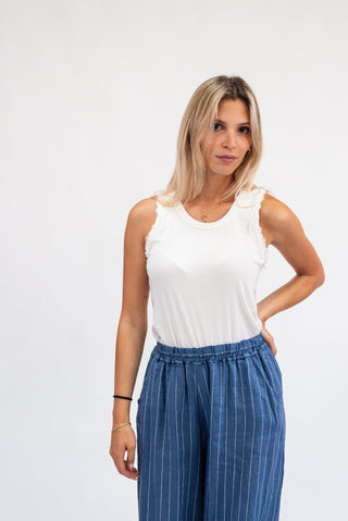 Top Dettagli in Pizzo bianco|Colore:Bianco