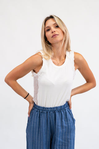Top Dettagli in Pizzo bianco|Colore:Bianco