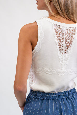 Top Dettagli in Pizzo bianco|Colore:Bianco