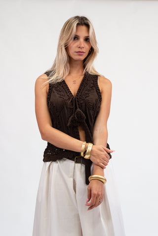 Gilet Ricamo moro|Colore:Moro