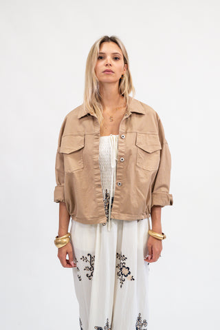 Giacca Crop Cotone camel|Colore:Camel