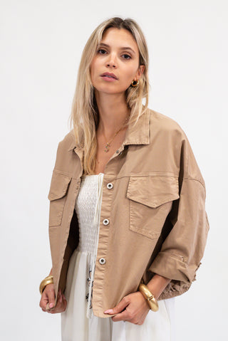 Giacca Crop Cotone camel|Colore:Camel