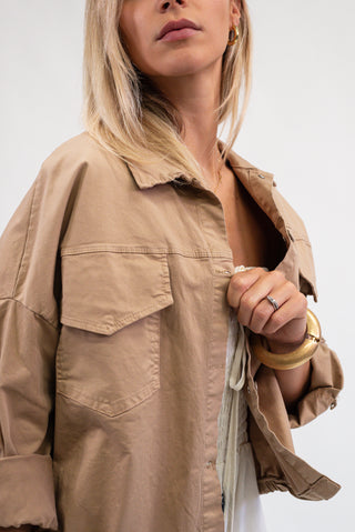 Giacca Crop Cotone camel|Colore:Camel