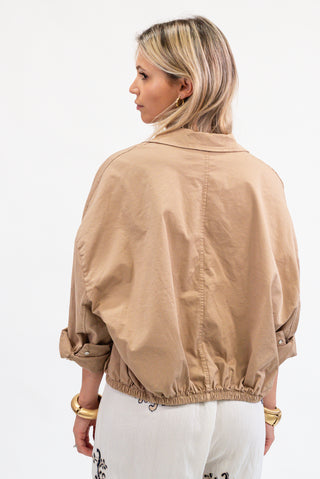 Giacca Crop Cotone camel|Colore:Camel