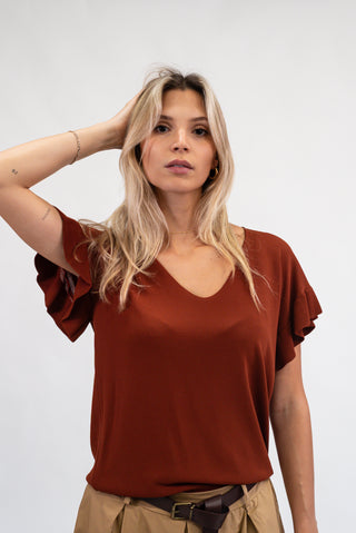 Maglia con Volant coccio|Colore:Coccio