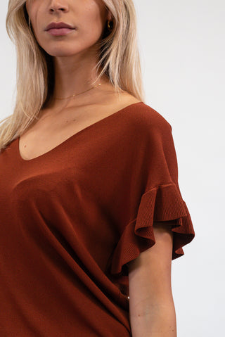 Maglia con Volant coccio|Colore:Coccio