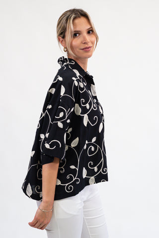 Camicia Ricamo Chic nero|Colore:Nero