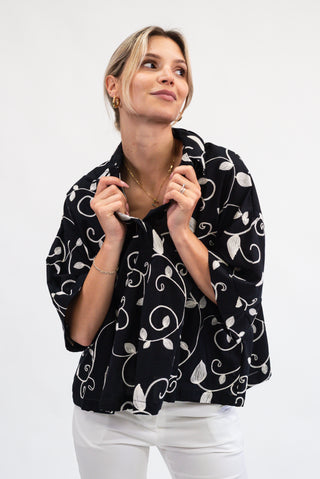 Camicia Ricamo Chic nero|Colore:Nero