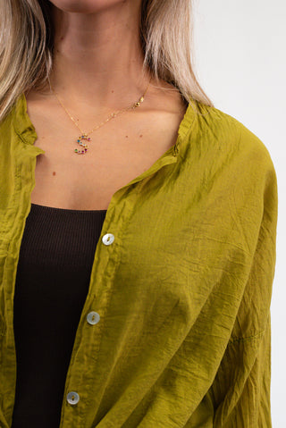 Camicia Nodo in Cotone Verde olio|Colore:Verde olio
