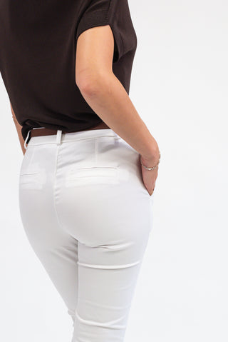 Pantalone Sigaretta con Cintura Bianco|Colore:Bianco