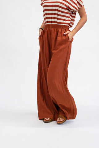 Pantalone Palazzo in Tencel Coccio|Colore:Coccio