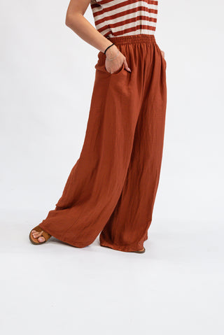 Pantalone Palazzo in Tencel Coccio|Colore:Coccio