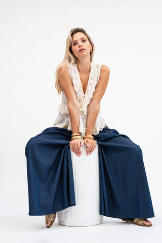 Gilet in Pizzo panna|Colore:Panna