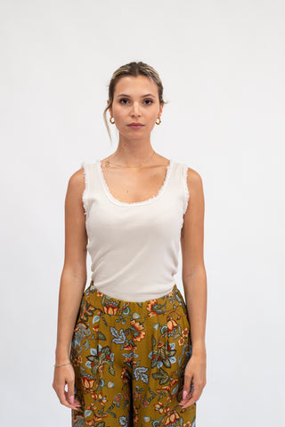 Canotta Sfrangiata beige|Colore:Beige