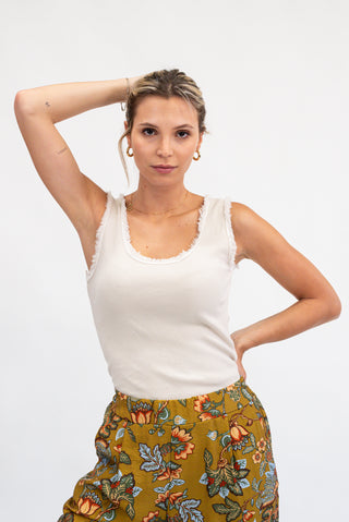 Canotta Sfrangiata beige|Colore:Beige