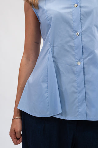 Camicia Smanicata con Pinces  celeste|Colore:Celeste