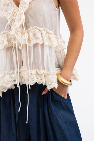 Gilet in Pizzo panna|Colore:Panna