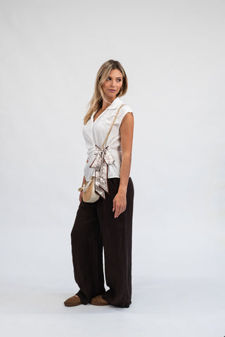 Camicia in Viscosa con Nodo Bandana bianco|Colore:Bianco