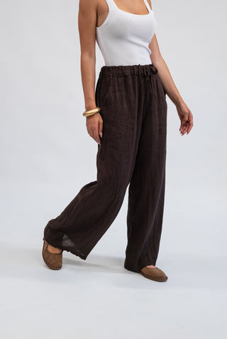 Pantalone 100% Lino Moro|Colore:Moro