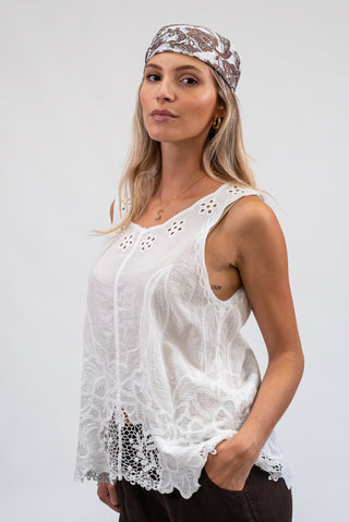 Canotta Traforata Cotone bianco|Colore:Bianco