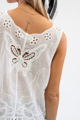 Canotta Traforata Cotone bianco|Colore:Bianco
