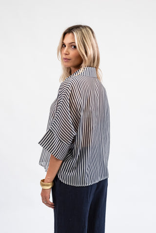 Camicia a Righe beige/blu|Colore:Beige/blu