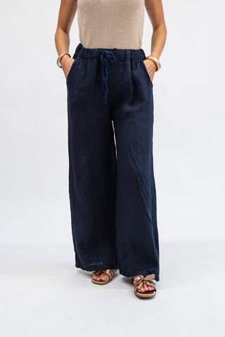 Pantalone 100% Lino Blu|Colore:Blu
