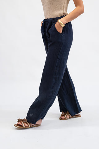 Pantalone 100% Lino Blu|Colore:Blu