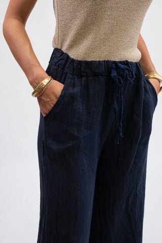 Pantalone 100% Lino Blu|Colore:Blu