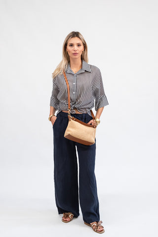 Pantalone 100% Lino Blu|Colore:Blu
