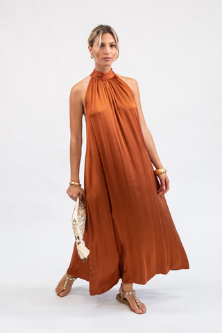 Abito Viscosa Halterneck coccio|Colore:Coccio