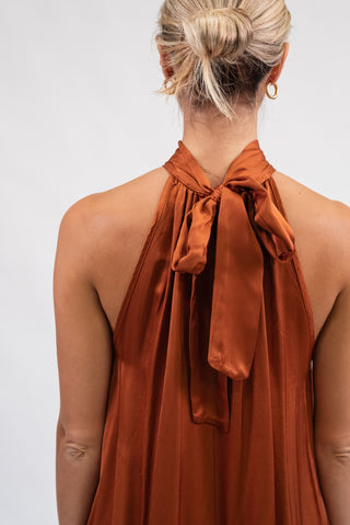 Abito Viscosa Halterneck coccio|Colore:Coccio