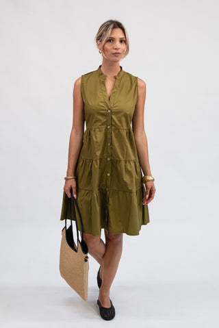 Abito Midi con Fiocco Verde olio|Colore:Verde olio
