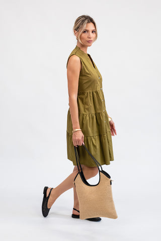 Abito Midi con Fiocco Verde olio|Colore:Verde olio