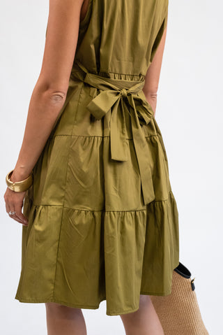 Abito Midi con Fiocco Verde olio|Colore:Verde olio
