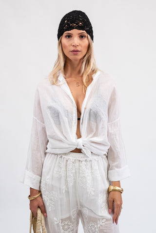 Camicia Nodo in Cotone Bianco|Colore:Bianco